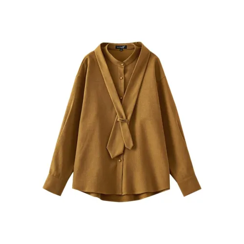 OUNIXUE Имбирно-желтые женские рубашки