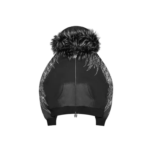 NAMED COLLECTIVE FALLEN Искусственный мех Стразы ZIP Толстовка Промытый Куртка Унисекс