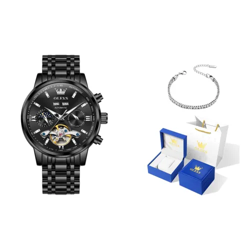 OLEVS Механические часы Мужские часы Черный циферблат