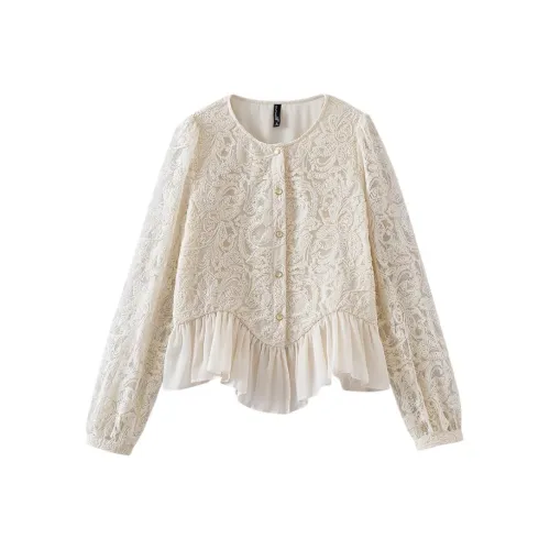 OUNIXUE Абрикос Женские Рубашки