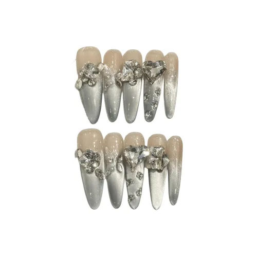 Yun Yue Joe Ocean Эльф Premium Handmade Cat Eye False Nail 30MM Заостренный Тип Light Blue Gradient Flashing