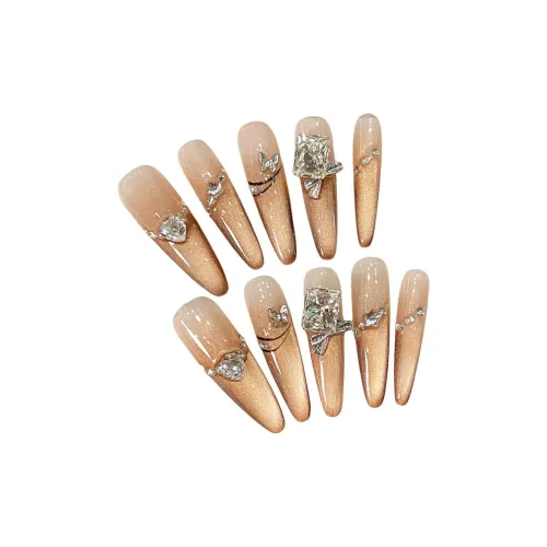SHAQINUO Градиентный Кошка's Eye K9 Ромб Сумерки Чарм Элегантность Ручная работа Искусственный Ногтей Заостренный Тип
