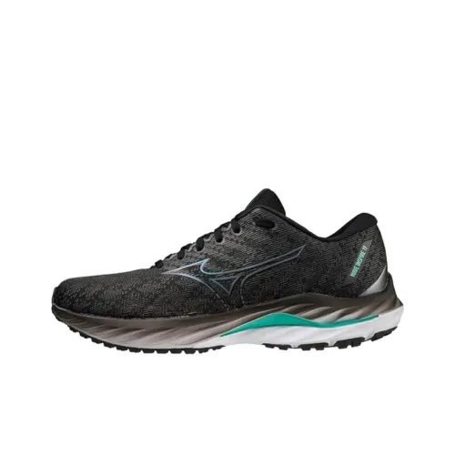 Mizuno Wave Inspire 19 Дышащие Беговые Кроссовки Мужские Черные Зеленые