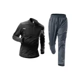 Комплект одежды [Черная рубашка с длинным рукавом + темно-серые штаны]