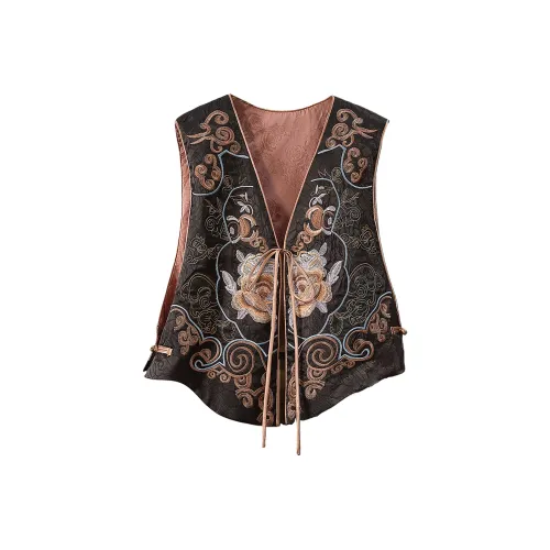 Cypress House Черный и Грейпфрутово-красный Женские Жилеты