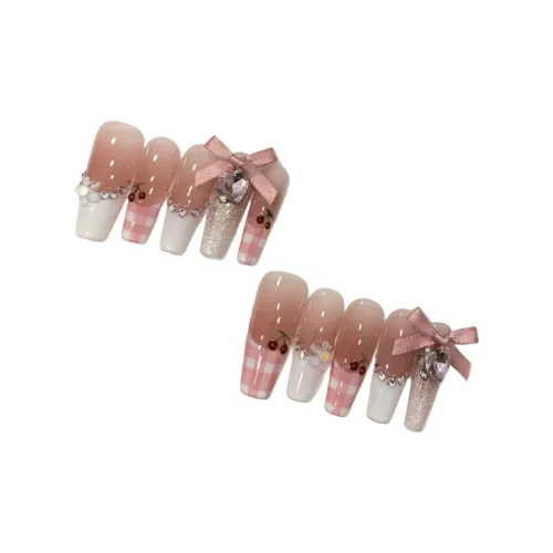 LIANJING [Arwen'S Вишня] Ручная работа Искусственный Ногтик Минималистский стиль Городской CHIC Стиль Горячая девушка 30MM Трапециевидный