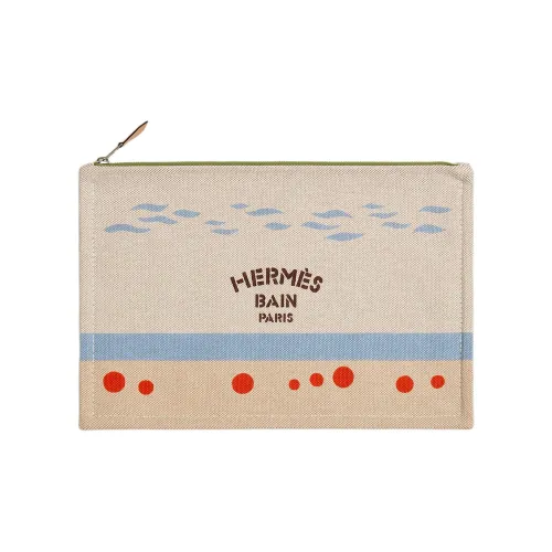 HERMES Хлопок Клатч Унисекс Синий Зеленый Гравийный