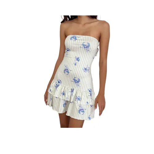 Motel Rocks Sitav Платье Цветочный С принтом Stripe Кремовое Без рукавов Платье Женское