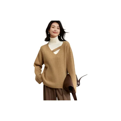 Mo Han Yi Mei Трикотаж Женский Хаки Верблюжий