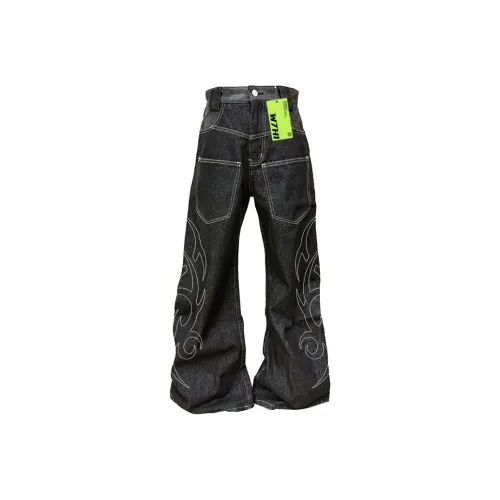 W7H1 Черный Унисекс Джинсы