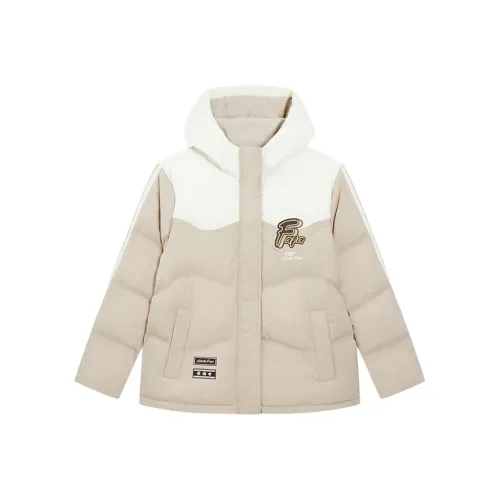 XTEP Жидкость Коричневый Хлопок Белый Женские Пуховики