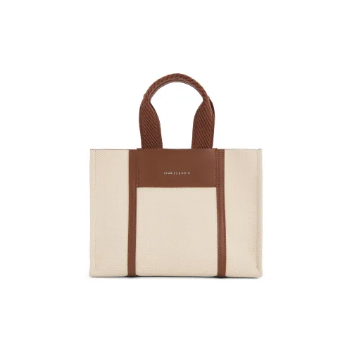 CHARLES KEITH ПУ (полиуретан) Сшитый Холст Сумка Средний Женский Бежевый Коричневый