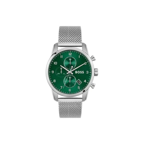 Hugo Boss SKYMASTER Collection Мужские часы Кварцевый механизм Ремешок из нержавеющей стали 44 мм Зеленый циферблат