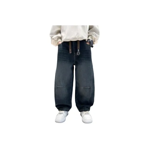 ЮЙЧЖАОЛИНЬ Синий Серый Флис С подкладкой MF2702 Школьный возраст Джинсы