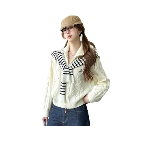 KXRP Экрю Топ + Полосы Шаль Женская Трикотаж