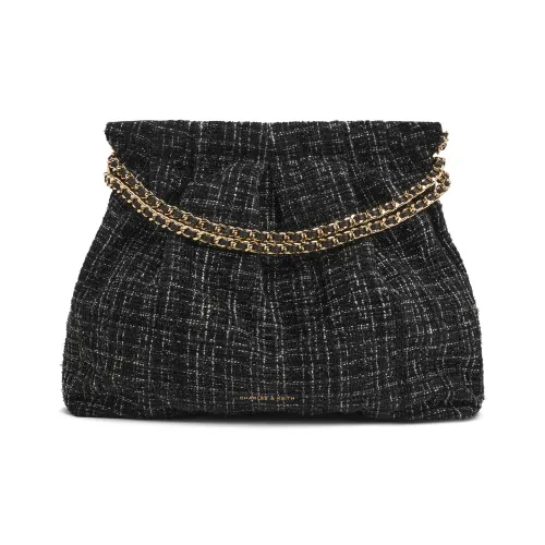 CHARLES KEITH Твидовая сумка-хобо сумка через плечо большая женская черно-белая