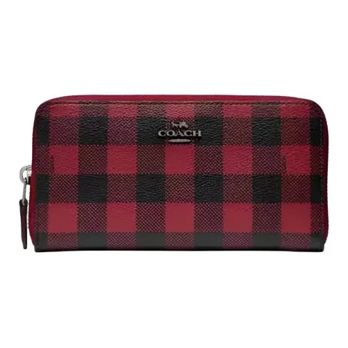 COACH Accordion Zip Wallet Покрытый холст Кошелек Маленький Женский Красный