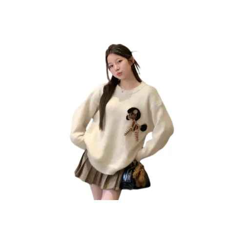 GUOZHEN Бежевый Абрикос Женская Трикотажная