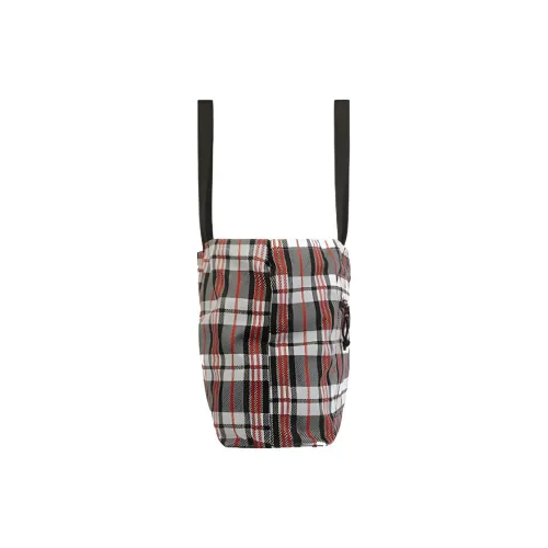 Balenciaga Переработанный Нейлон Тоут Сумка Сумка для покупок Сумка Унисекс Черный Красный и Белый Клетка