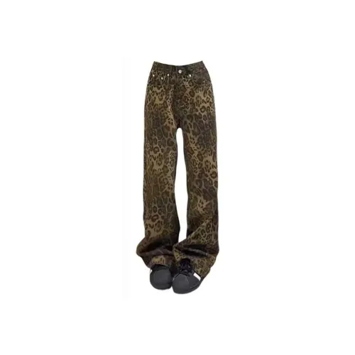 ACHIEVE ACHV Леопардовый принт и с флисовой подкладкой унисекс джинсы