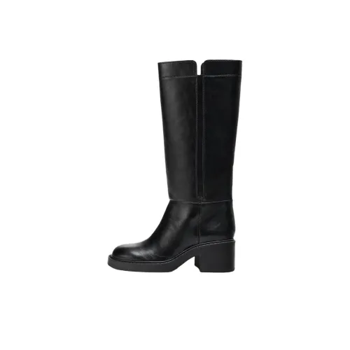 Коллаборация ZARA Высокие сапоги на каблуке 5 см Женские Черные