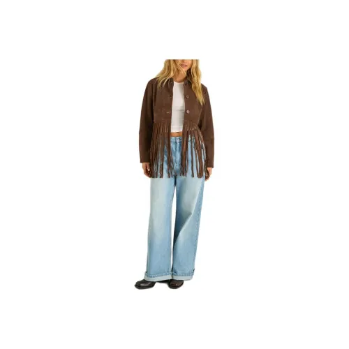 NASTY GAL Real Suede Fringe Jacket Leather Jacket Women's