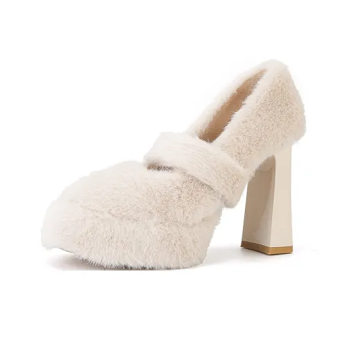 Zubumei Грубый каблук Высокие каблуки 11 см Женские Экрю