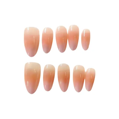 T Z [Лицо LIKE Персик] Румяна Градиентный Персик Мягкий False Nail Заостренный Короткий Круглый Телесный Однотонный Кошачий глаз