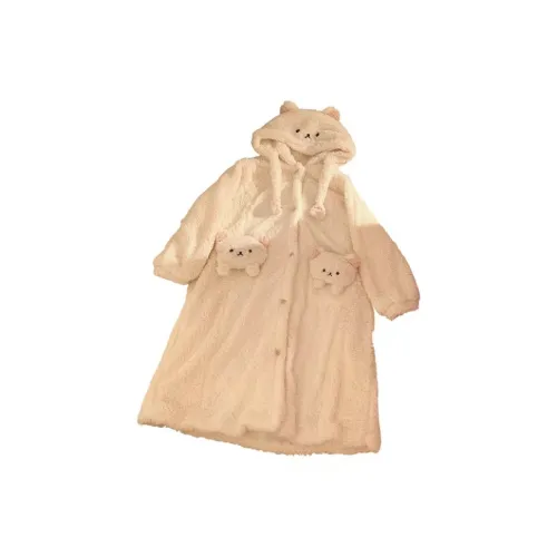 Yunpo Молочный Белый Женские Халаты для Ванной