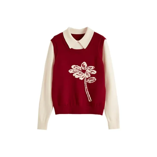 SLLSKY Ягодный Красный Женский Трикотаж