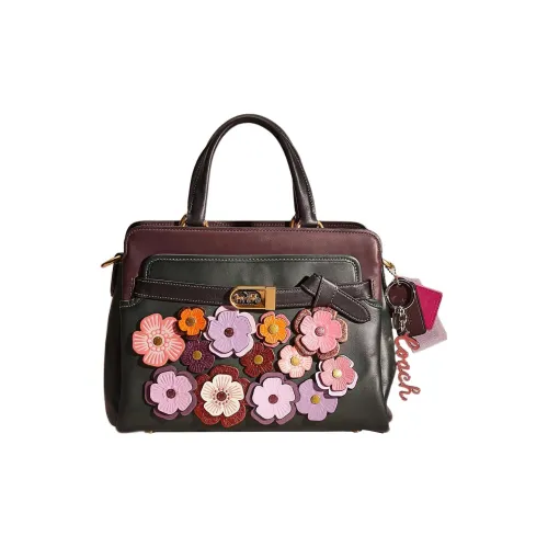 COACH Tate Кожа Сумка на плечо Большая Женская Черная и Бычья Кровь Красная