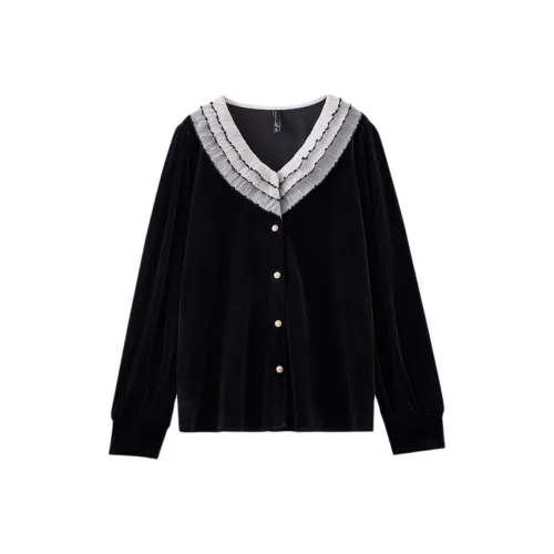 OUNIXUE Черные Женские Рубашки