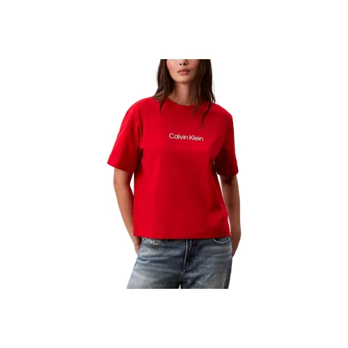 Calvin Klein Red Women's T-Shirts Кальвин Кляйн Красный Женские Футболки