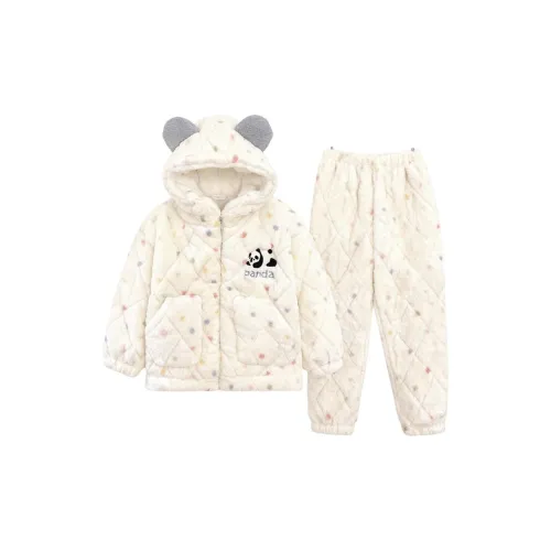 Daiyindie Осенние и зимние пижамы для женщин утолщенные с флисовой подкладкой термические коралловый флис домашняя одежда