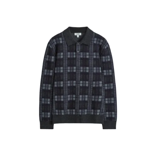 COS Темно-синяя клетка Мужская рубашка-поло