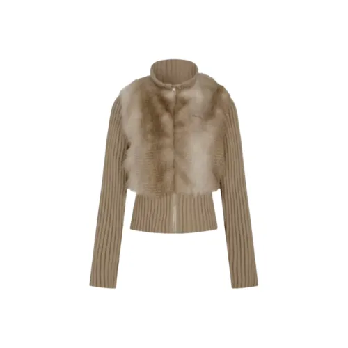 Icicofficial Кофе Флоковое Пальто Женское Трикотаж