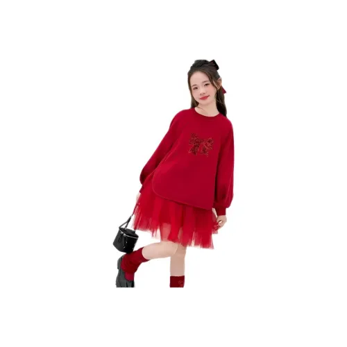 ZHIO Новогодний красный Платья для школьного возраста