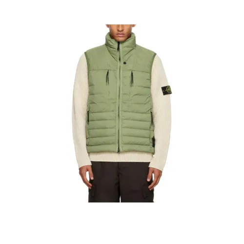 STONE ISLAND Шалфейный зеленый мужской пуховый жилет