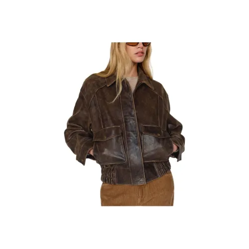 REFORMATION Veda Daphne Leather Bomber Leather Jacket Women's