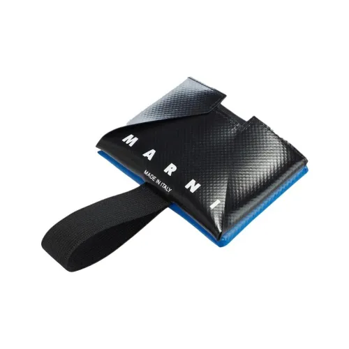 MARNI Ткань Монетница Держатель для карт Стандартный Мужской Черный и Синий