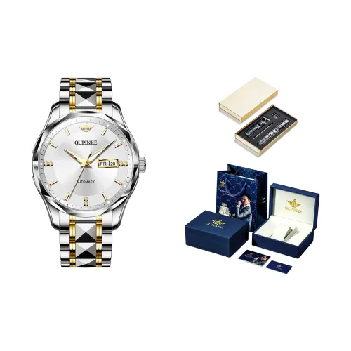 Oupinke Guts Collection Ромб Циферблат часов Механический механизм Нержавеющая сталь Ремешок Часы Мужские часы Серый циферблат