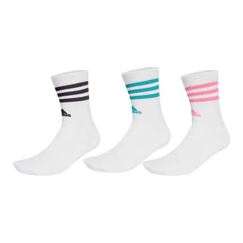 Adidas Белый Чистый Синий Прозрачный Розовый Черный 3 Пачки Унисекс Носки MID до икры
