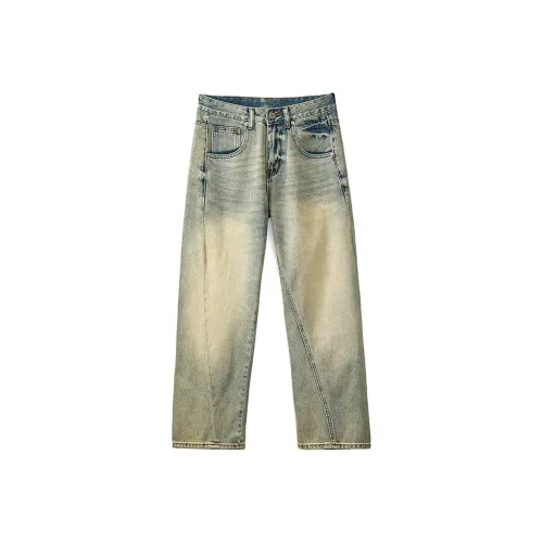 98SQUID Желтые Грязные Унисекс Джинсы