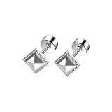 Серьги-гвоздики "Ромб" из стерлингового серебра (1 пара)