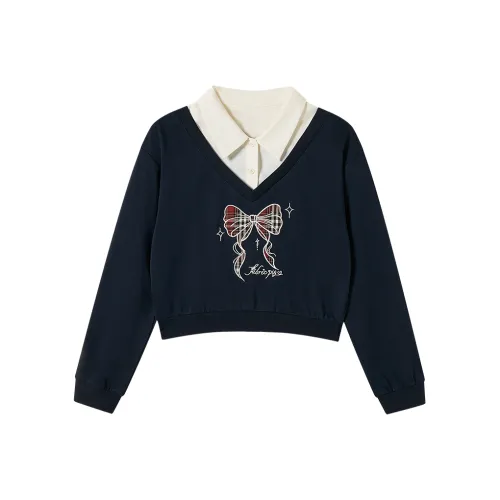 FABRIC PIG Темно-синий + Галстуки-бабочки + School Значок Женские Свитшоты