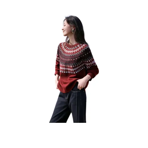 Mo Han Yi Mei Красный Пуловер Женские Свитеры