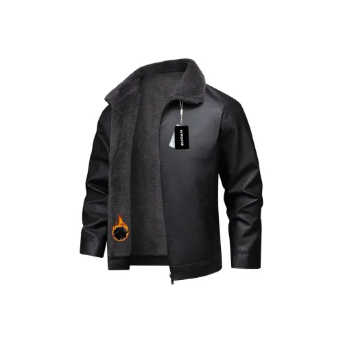 ZUOAN Черные Мужские Кожаные Куртки