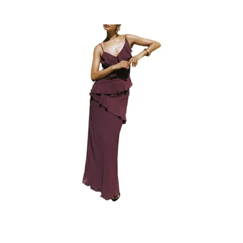 Perfect Stranger Frill Maxi Dress Сливовый Slip Платье Женские