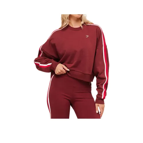 GYMSHARK Красный Рубиновый Красный Мягкий Белый Женские Свитшоты