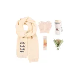 Шарф + Перчатка + Кофейная чашка + Крем для рук + Букет + Коробка